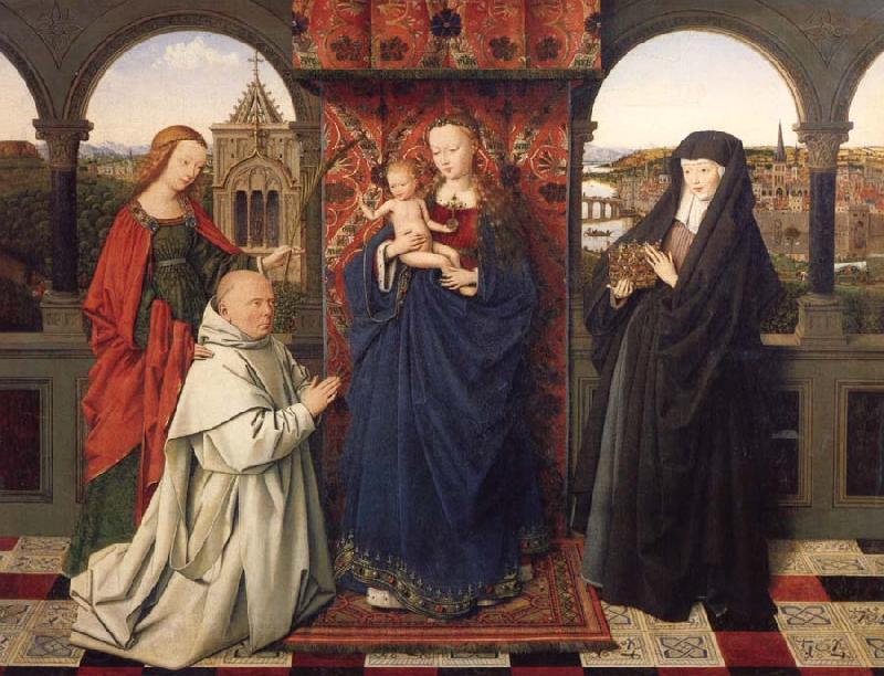 Jan Van Eyck Virgin and child,with saints and donor Germany oil painting art